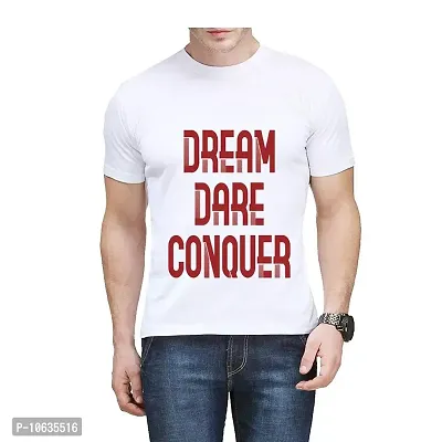 Giftlub Dream Dare Regular Fit Half Sleeve Tshirt (Dream Dare_S) White