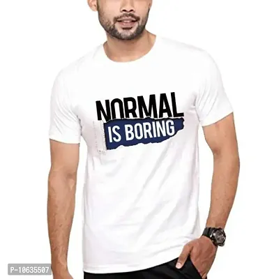 Giftlub Men's Micro Fabric White Normal is Boring Printed Round Neck Regular Fit Half Sleeve Regular Fit Casual Wear T-Shirt