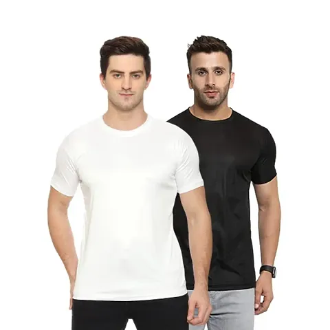 Spotean Mens Tshirt | Regular Fit Polyester T-Shirt for Men | Comfortable Soft and Well Crafted Classic Half Sleeve Tshirts | Casual Mens Combo Tshirt - Pack of 2
