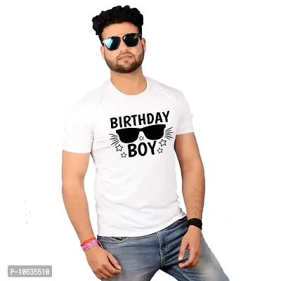 Giftlub Birthday Boy Printed Half Sleeve Men's White Tshirt(Bdayboy-S)