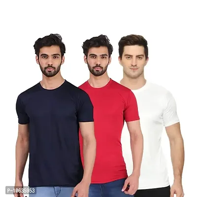 Spotean Mens Tshirt | Regular Fit Polyester T-Shirt for Men | Comfortable Soft and Well Crafted Classic Half Sleeve Tshirts | Casual Mens Combo Tshirt - Pack of 3