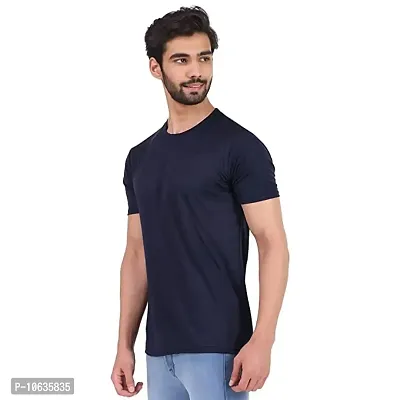 Spotean Mens Tshirt | Regular Fit Polyester T-Shirt for Men | Comfortable Soft and Well Crafted Classic Half Sleeve Tshirts | Casual Mens Tshirt in Dark Blue Color - Small-thumb3