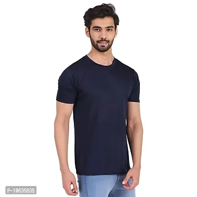 Spotean Mens Tshirt | Regular Fit Polyester T-Shirt for Men | Comfortable Soft and Well Crafted Classic Half Sleeve Tshirts | Casual Mens Tshirt in Dark Blue Color - Small