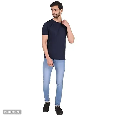 Spotean Mens Tshirt | Regular Fit Polyester T-Shirt for Men | Comfortable Soft and Well Crafted Classic Half Sleeve Tshirts | Casual Mens Tshirt in Dark Blue Color - Small-thumb4