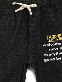 Stylish Black Cotton Typography Boys Track Pant With FREE 3-Ply Face Mask-thumb1