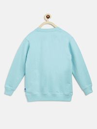 Boys Blue Printed Cotton Sweatshirt-thumb2