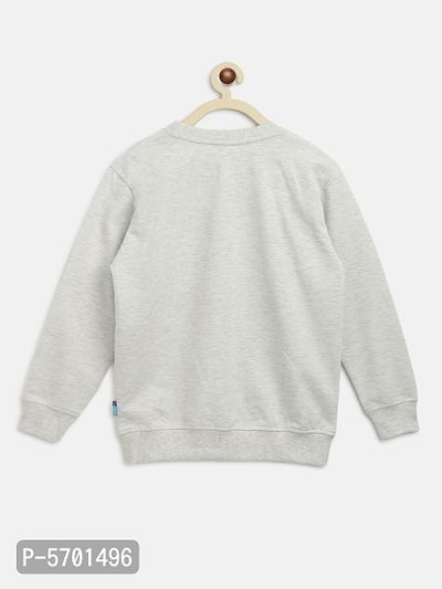 Boys Grey Printed Cotton Sweatshirt-thumb3