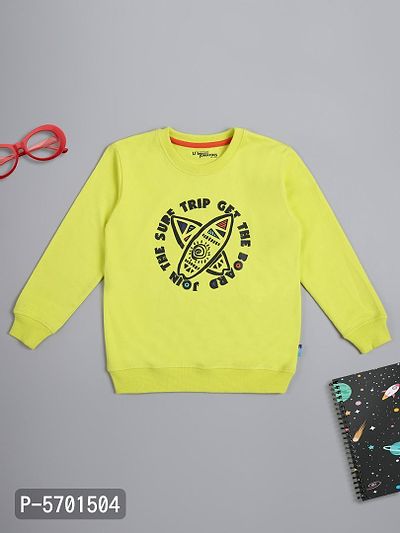 Boys Yellow Printed Cotton Sweatshirt-thumb0