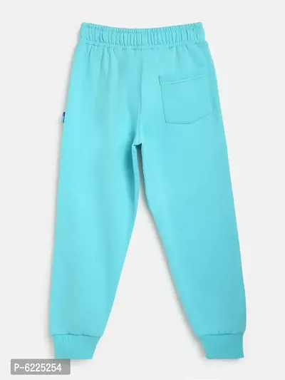 Elite Turquoise Fleece Printed Track Pant For Kids-thumb4