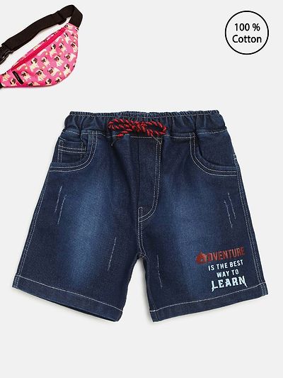 Stylish Cotton Blue Denim Shorts For Boys