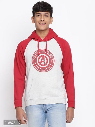 Elite Red Cotton Fleece Typography Printed Hooded Sweatshirts For Boys-thumb0