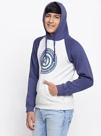 Elite Navy Blue Cotton Fleece Typography Printed Hooded Sweatshirts For Boys-thumb3