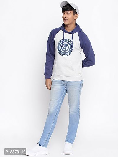 Elite Navy Blue Cotton Fleece Typography Printed Hooded Sweatshirts For Boys-thumb5