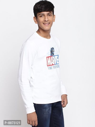 Elite White Cotton Fleece Typography Printed Sweatshirts For Boys-thumb3