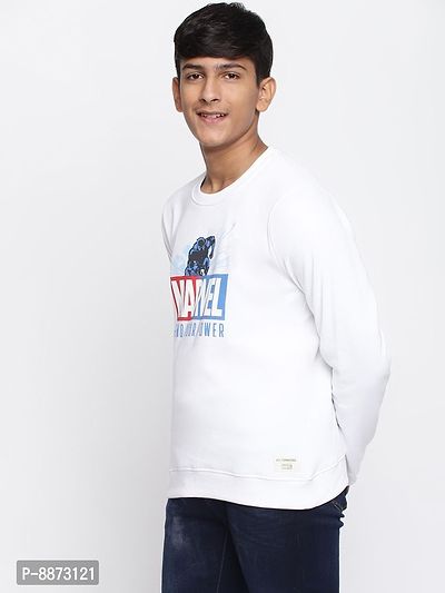 Elite White Cotton Fleece Typography Printed Sweatshirts For Boys-thumb4