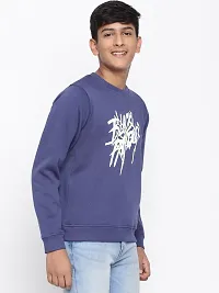 Elite Navy Blue Cotton Fleece Typography Printed Sweatshirts For Boys-thumb2