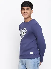 Elite Navy Blue Cotton Fleece Typography Printed Sweatshirts For Boys-thumb3