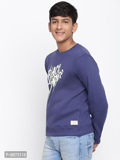 Elite Navy Blue Cotton Fleece Typography Printed Sweatshirts For Boys-thumb4