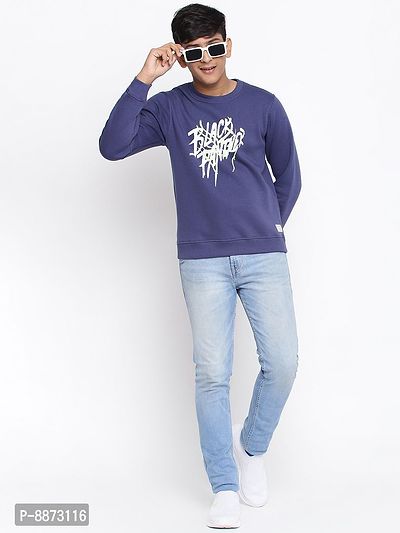Elite Navy Blue Cotton Fleece Typography Printed Sweatshirts For Boys-thumb5