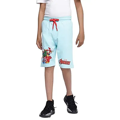 Lil Tomatoes Boys Marvel Cotton Looper Shorts, LTSKY, 9-10 Years
