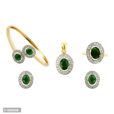 American Diamond Gold Plated Combo Set for Women