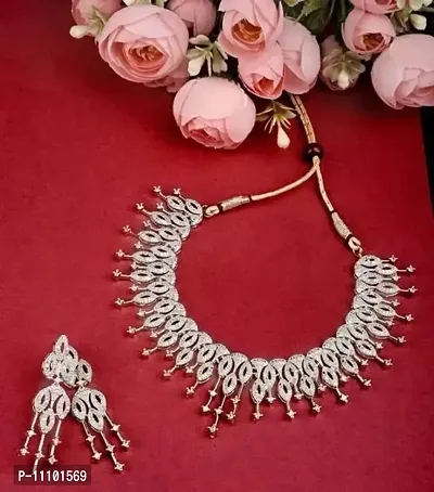 Stylish American Diamond Necklace Set-thumb0