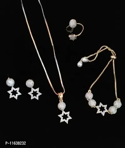 American Diamond Studded Necklace Combo Set