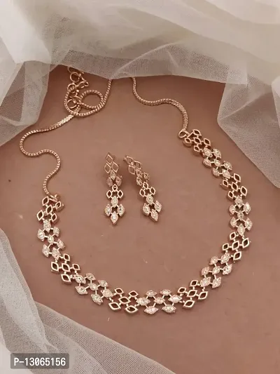 Gold Plated American Diamond Necklace Set