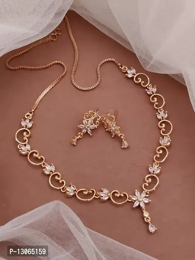 Gold Plated American Diamond Necklace Set