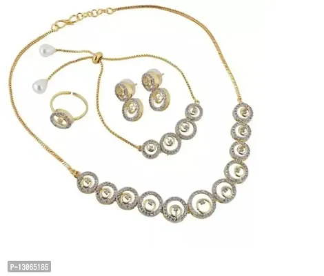 American Diamond Studded Beautiful Necklace Combo Set-thumb0