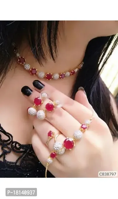 American Diamond Studded Beautiful Necklace Combo Set