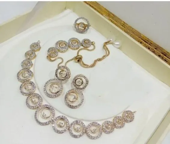 Partywear Brass Necklace Set for Women