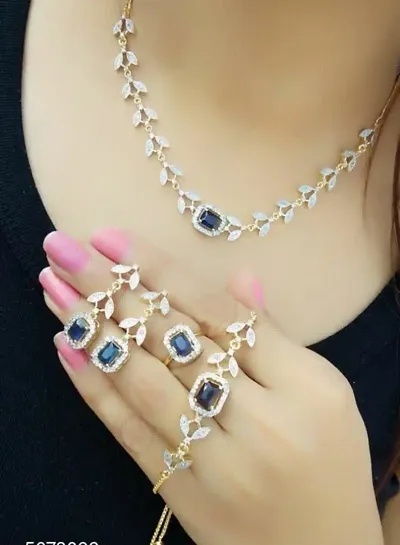 Trendy Stylish American Diamond Jewellery Set