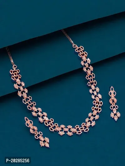 American Diamond Studded Beautiful Necklace Set-thumb0