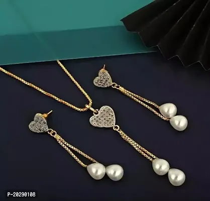 American Diamond Studded Beautiful Pendant Set With Complimentary Chain-thumb0