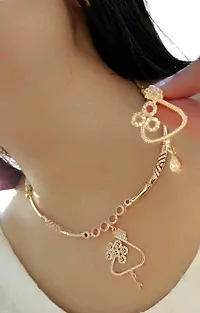 American Diamond Studded Rose Gold Plated Necklace Combo Set-thumb1