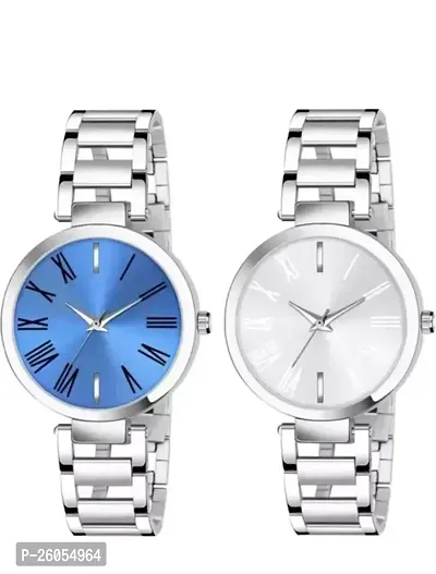 Stylish Fancy Silver Metal Analog Watches For Women Pack Of 2