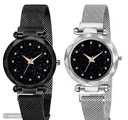Stylish Fancy Multicoloured Metal Analog Watches For Women Pack Of 2-thumb0