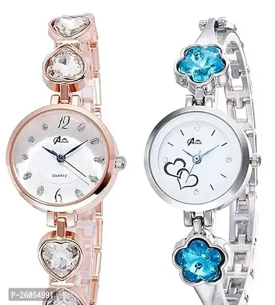 Stylish Fancy Multicoloured Metal Analog Watches For Women Pack Of 2-thumb0