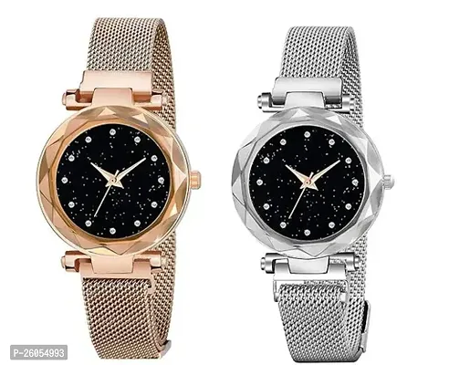 Stylish Fancy Multicoloured Metal Analog Watches For Women Pack Of 2