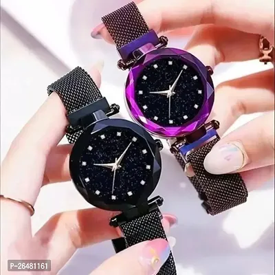 Pack Of 2 Magnet Strap Watch For Girls