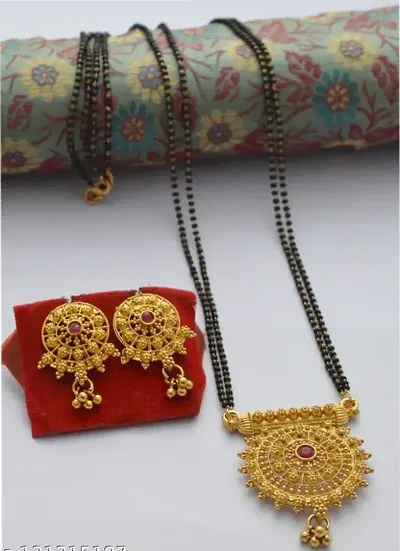 Women Stylish 24 Inch Long Beautiful Mangalsutra With Earrings