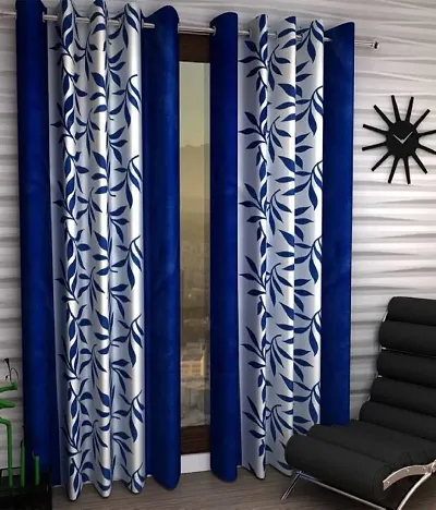 AKIN Eyelet Leaf Panel Polyester Curtains - Set of 2