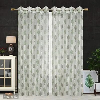 Stylish Green Polyester Printed Door Curtains Pack Of 2