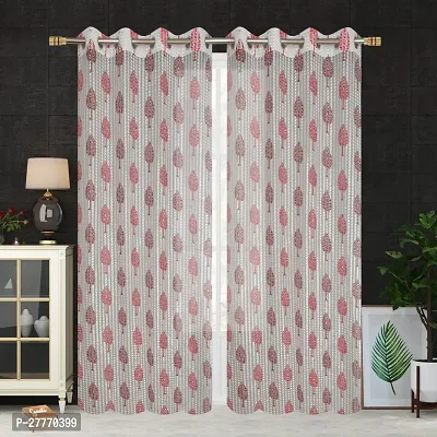 Stylish Red Polyester Printed Door Curtains Pack Of 2