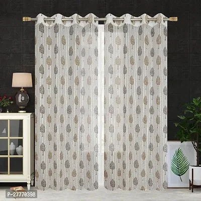 Stylish Brown Polyester Printed Door Curtains Pack Of 2-thumb0