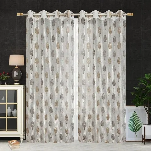 Vedartah Floral Printed Sheer Curtains|Curtains Pack of 2