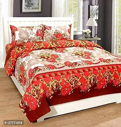 Comfortable Polycotton Double Bedsheet with Two Pillow Covers-thumb0