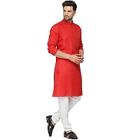 KRISHNAM FASHION Ethnic Look Cotton Blend Straight Kurta Pajama Set. Classic Kurta Pajama Set special for men's Suitable for All Occasions Will give You Smart LookingMore Attractive (XL, Red)-thumb2