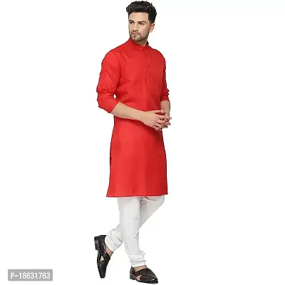 KRISHNAM FASHION Ethnic Look Cotton Blend Straight Kurta Pajama Set. Classic Kurta Pajama Set special for men's Suitable for All Occasions Will give You Smart LookingMore Attractive (XL, Red)-thumb3